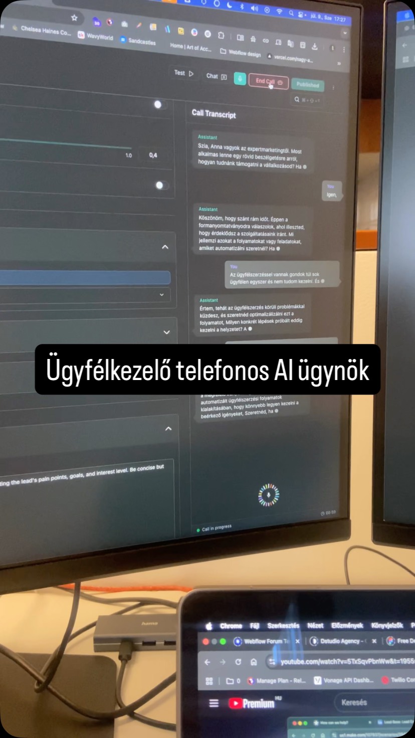 Anna – az új ügyfélkezelő AI telefonos asszisztensem 🙃

A folyamat így működik:

	1.	Az érdeklődő k