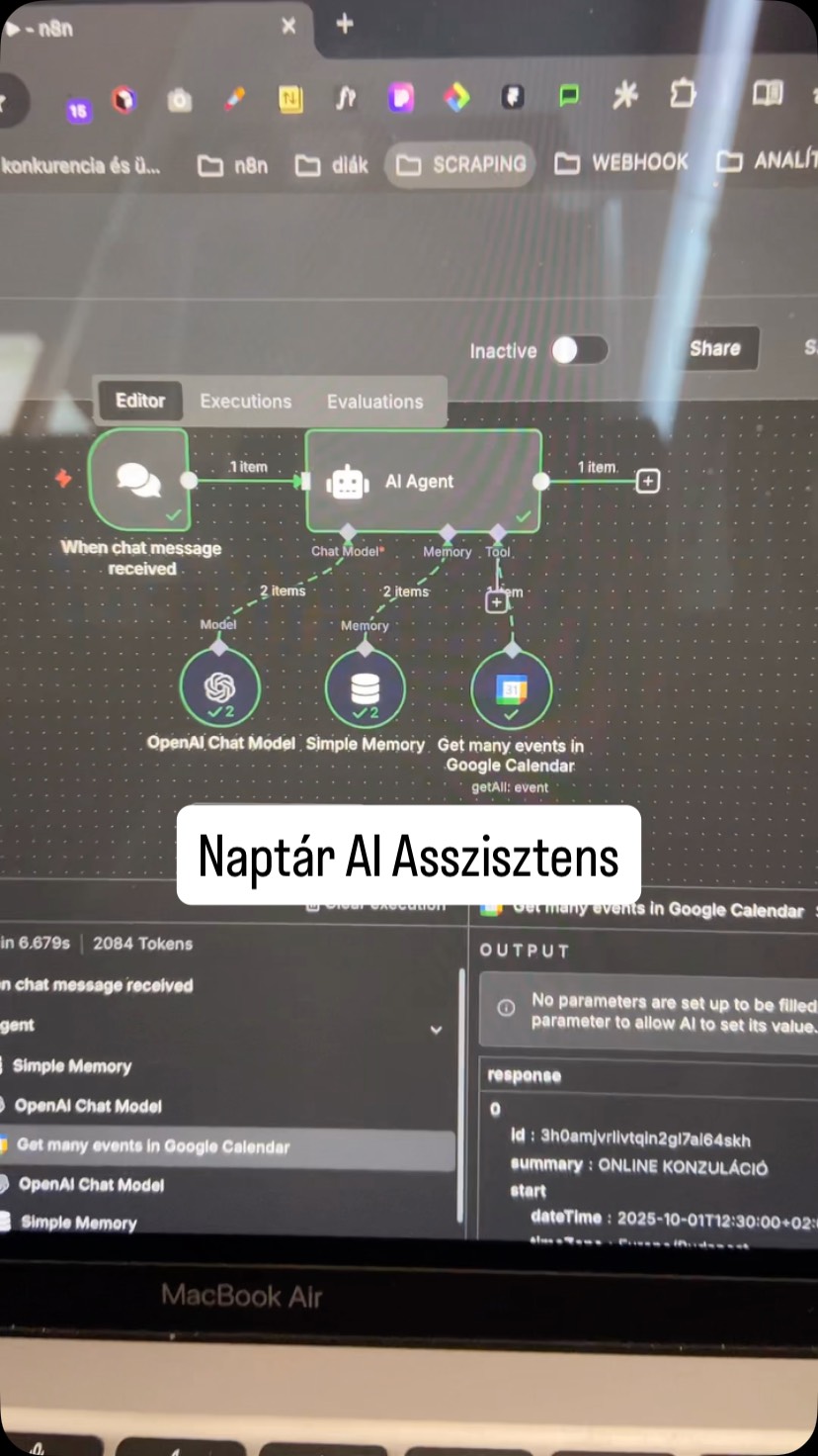Ez az én első, egyszerű AI ügynököm, amelynek egyetlen feladata, hogy a naptáradat kezelje és átteki