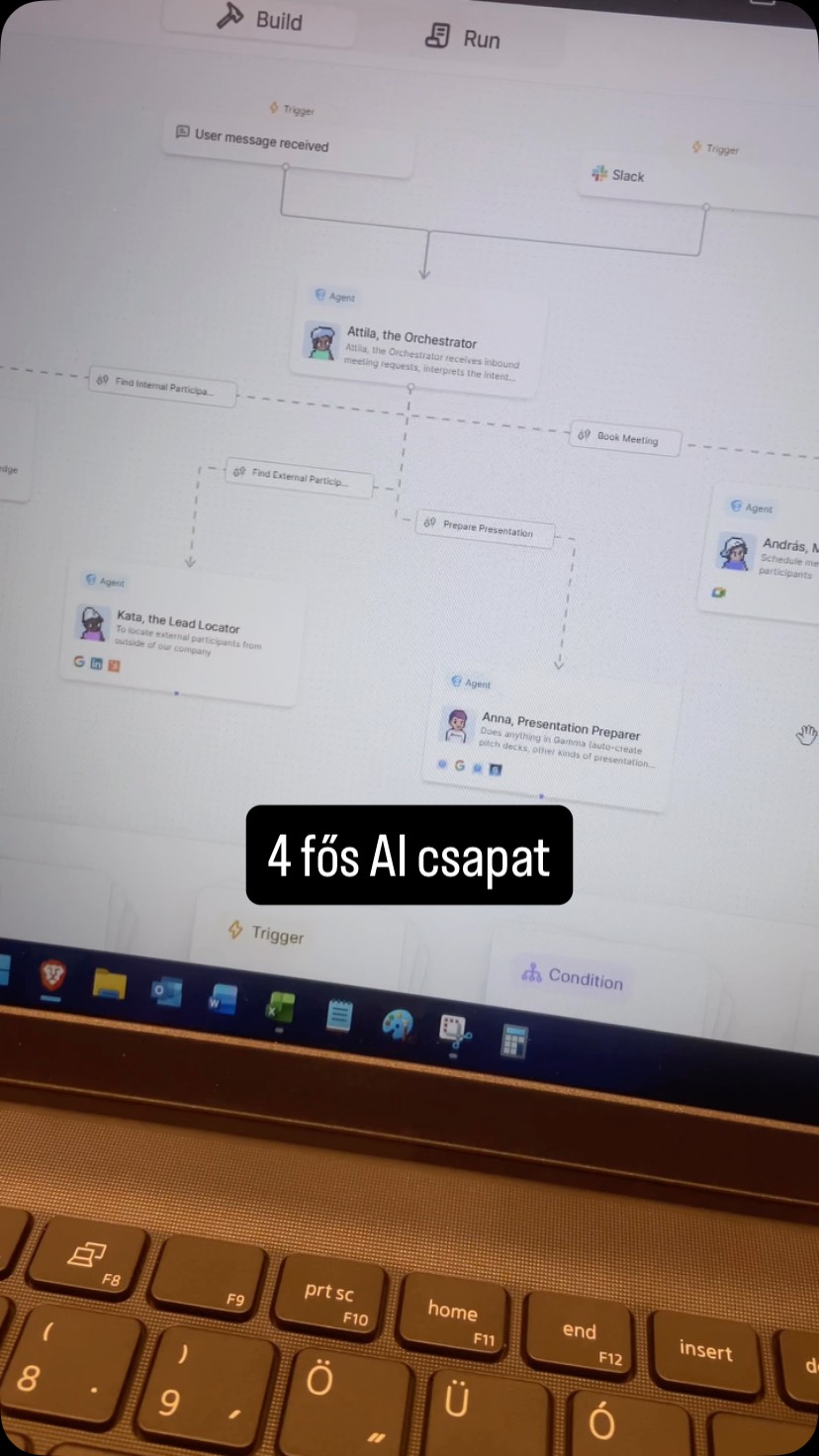 A videóban 4 AI-ügynököt mutattam be… de van egy 5. is.

Ő Attila (rólam kapta a nevét), a főügynök,